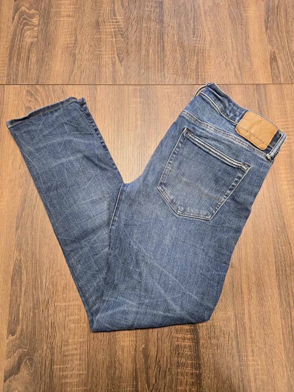 American Eagle Outfitters Men's Mid Blue Slim Straight Jeans